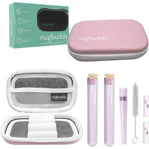 Pink smell proof storage case with glass jar tubes travel lockable organizer bag